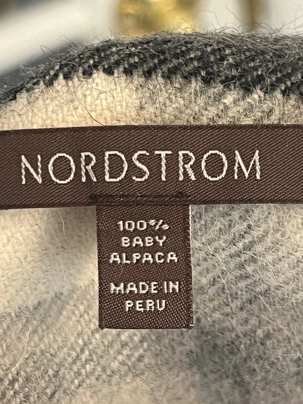 NORDSTROM Unisex Black & White Plaid 100% Baby Alpaca Scarf